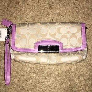 Lavender/Tan Coach Wristlet